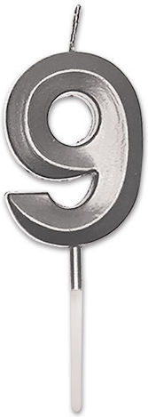 Κερί Prestige Silver Metal 9 Cm Νούμερο 9