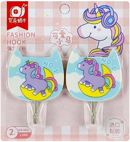 Kids Wall Hanger Single Hook with Hook Wooden Blue 2 Pieces