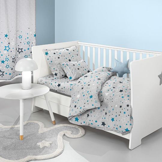 Guy Laroche Baby Sheets Crib Cotton Starland Gray 115x170cm 3 Pieces