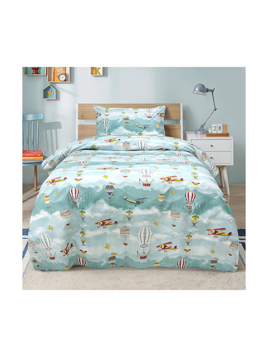 Lino Home Kids Duvet Set Single With Pillowcase Petrol 160x240cm