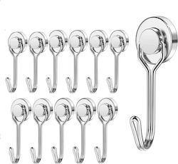 Set 12 Magneți Neodim Organizare Cu Cârlig 16 × 45 Mm Argintiu