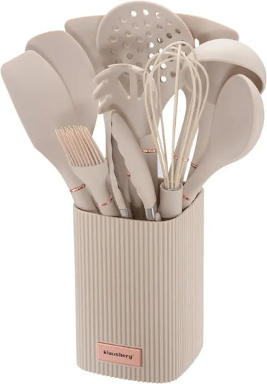 Klausberg Kochgeschirr-Set aus Silikon Mit Ständer 12 Stück Beige