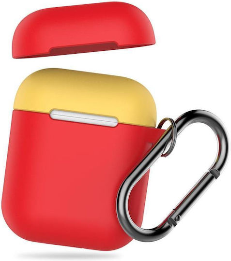 AHAstyle Pt46 Silicone Case with Hook in Red Color for Apple AirPods 1 / AirPods 2