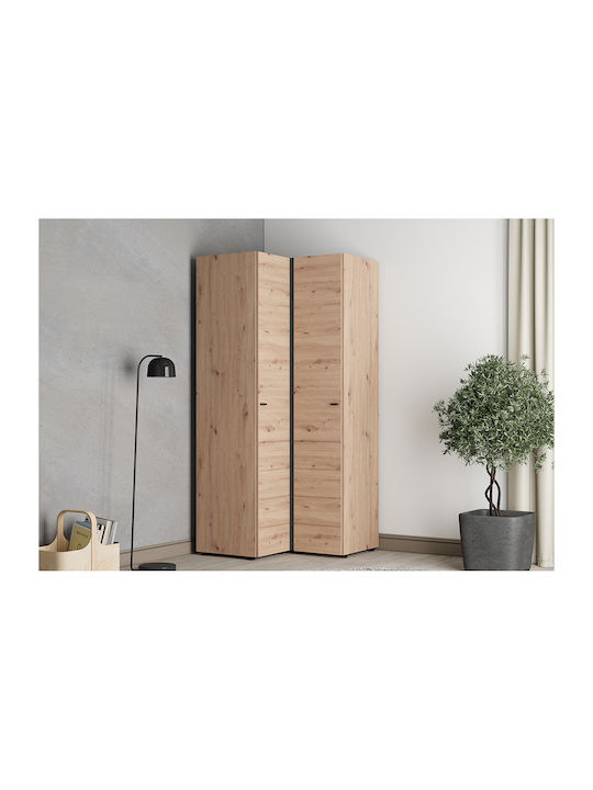Nevis Δίφυλλη Ντουλάπα Γωνιακή Natural 95x90x207.5cm