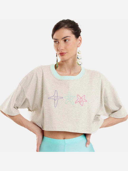 Women's Crop Top Short Sleeve Gray