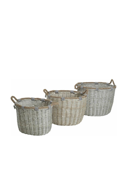 Lesli Living Set of Gray Wicker Decorative Baskets 3 Pieces
