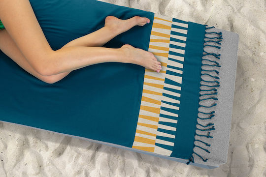 Guy Laroche Beach Towel Pareo Cotton Blue with Fringes 170x90cm