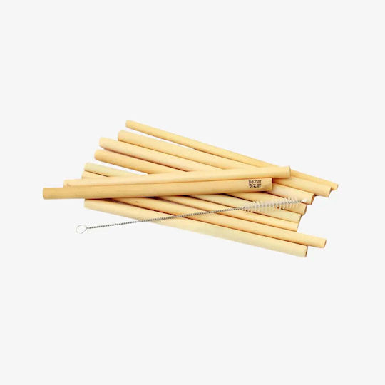 Σετ Καλαμάκια Bamboo Επαναχρησιμοποιούμενα Βουρτσάκι Καθαρισμού 10 Τμχ Pgsi0089