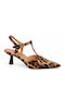 Heels with Strap & Thin Mid Heel Animal Print Brown SH-C639-26HH-LEOPA
