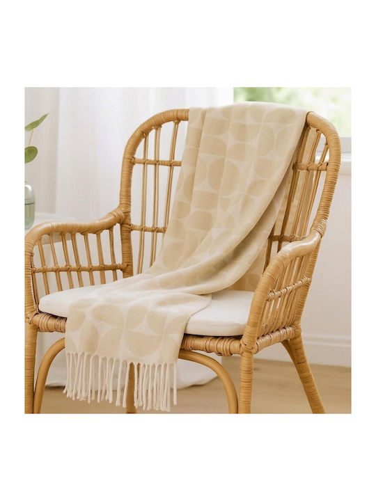 Home&Styling Collection Κουβέρτα Καναπέ με Κρόσσια 130x160εκ. Μπεζ