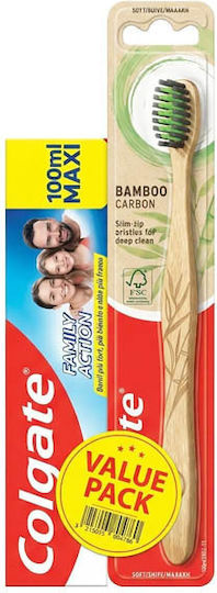 Colgate Family Action 100ml + Четка За Зъби Bamboo Carbon
