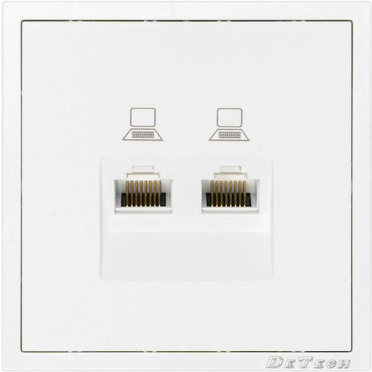 Detech De-9227-62 Socket Rj-45 Female Cat.5e 2 Ports White