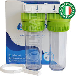 Double Central Water Filtration System Water Filter 10" Acqua Brevetti 3 Pieces 1/2" Flow