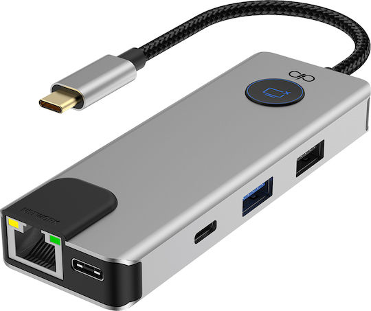 Force Power Multi-port 7-in-1 Usb-c Pd 100w Hub Ethernet Rj45 2 Usb-a 2 Usb-c Hdmi Grey