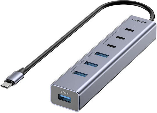 Unitek USB-A Hub 7-Port 3xUSB-C 4xUSB-A Stromversorgung H1335a