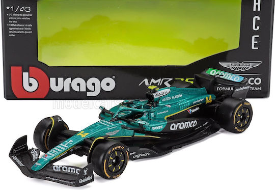 Model Metalic Burago Aston Martin 1/43 F1 Amr25 F1 Amr25 Echipa Aramco Cognizant Nr 14 Sezon 2025 Fernando Alonso Verde Negru