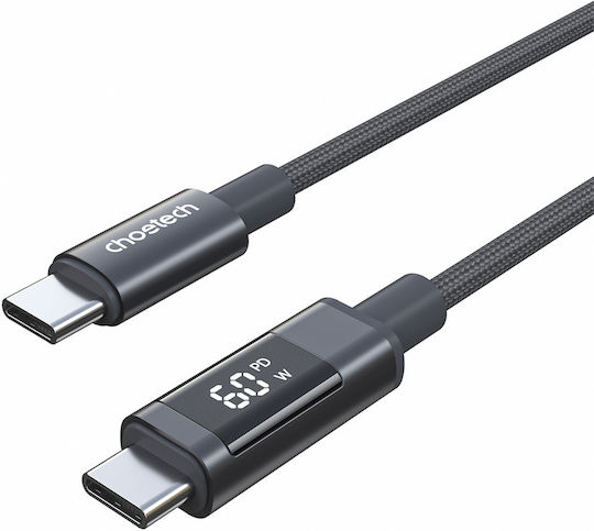 Choetech USB 2.0 Cable USB-C Male - USB-C 60W PD Black 1.2m