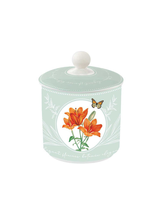 Marva Sugar Coffee Jar with Lid Made of Porcelain Green 10.5x13cm 1 Piece