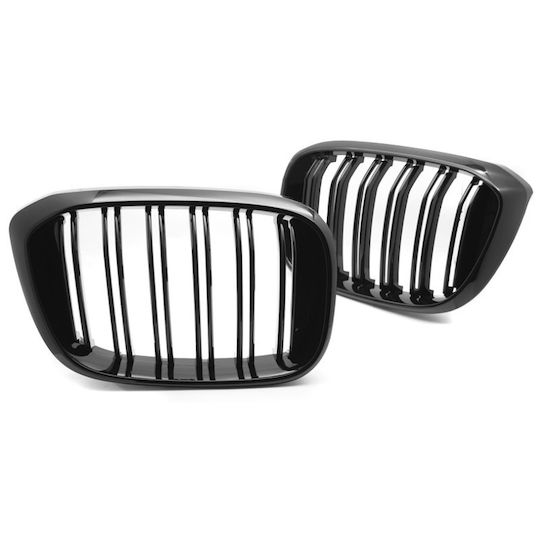 Καρδιές Μάσκας Bmw Χ3 G01 17-21 Χ4 G02 Sport Look Διπλή Γρίλια Μαύρο Γυαλιστερό 6 Γρίλιες 2 Τεμάχια