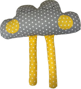 Handmade Decorative Pillow "Cloud" Grey Yellow