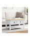 Rectangular Central Coffee Table Made of Solid Wood with Drawers White W85xD50xH45cm