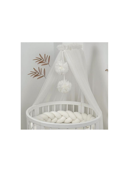 IngVart Crib Mosquito Net Pom Pom Made of White...