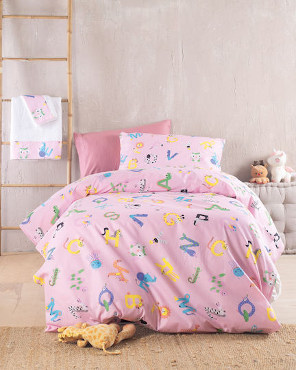 Rythmos Kinderbettdecke Set für Kinder Einzel mit Kissenbezug Rosa 160x240cm
