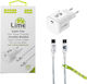 Lime Φορτιστής GaN με Θύρα USB-C και Καλώδιο USB-C - USB-C 45W Power Delivery / Quick Charge 3.0 Λευκός (Super Fast)