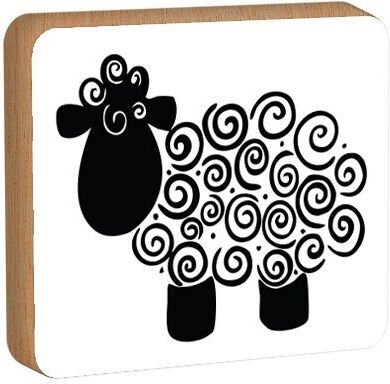 Curly Sheep Елегантна Великденска Украса Руно Sherpa Черно-Бяла 12x15см