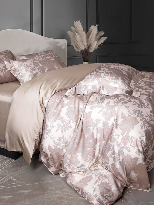 Rythmos Duvet Cover Set 240x260cm Super Double with 2 Pillowcases Empere Pink