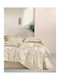 Rythmos Set Duvet Cover Cotton Satin 235x260cm King Size with 2 Pillowcases Leonti Beige