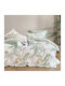 Rythmos Cotton Satin Duvet Cover Set 235x260cm King Size with 2 Pillowcases Bello Green
