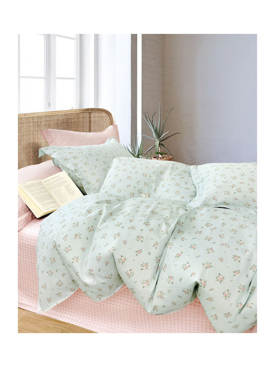 Rythmos Coverlet Set Super King Cotton Satin Green 220x240cm 3 Pieces