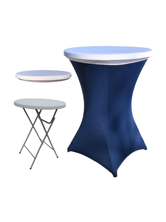 Masă Plastic Catering Pentru Spații Mici Exterioare Pliabilă Cu Ramă Metalică Albastră 80x80x110cm