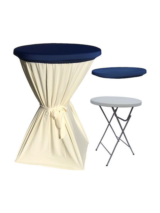 Masa Plastic Catering Pentru Spații Mici Exterioare Pliabilă Cu Ramă Metalică Ecru 80x80x110cm
