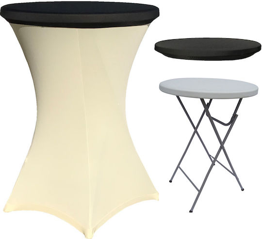 Plastic Catering Garden & Terrace Table for Small Spaces Foldable with Metal Frame Ivory 80x80x110cm