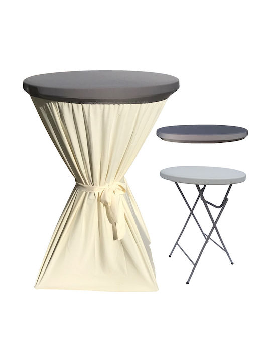 Masă Plastic Catering Pentru Spații Mici Exterioare Pliabilă Cu Ramă Metalică Ecru 80x80x110cm