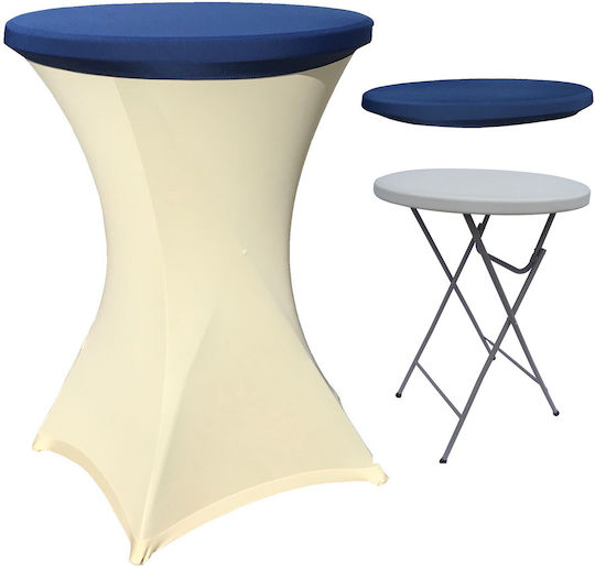 Plastic Catering Garden & Terrace Table for Small Spaces Foldable with Metal Frame Ivory 80x80x110cm