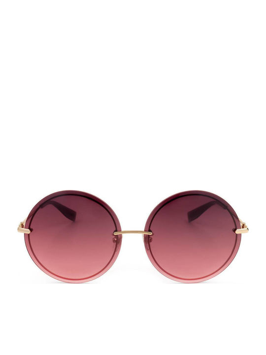 Trussardi Woman Sunglasses With Gold Frame And Burgundy Lens STR219F 300B