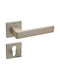 Convex Middle Door Lever With Rosette Single Pair Satin Nickel