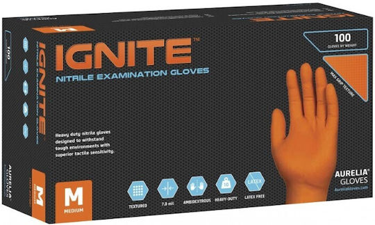 Aurelia Ignite Nitrile Exam Gloves Powder Free in Orange Colour 900 Pieces