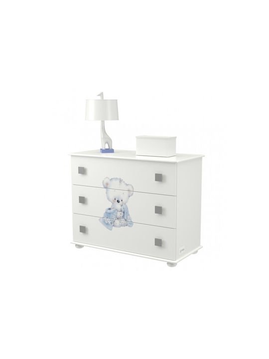 Baby Wickelkommode mit 3 Schubladen Weiß 102x50x86cm