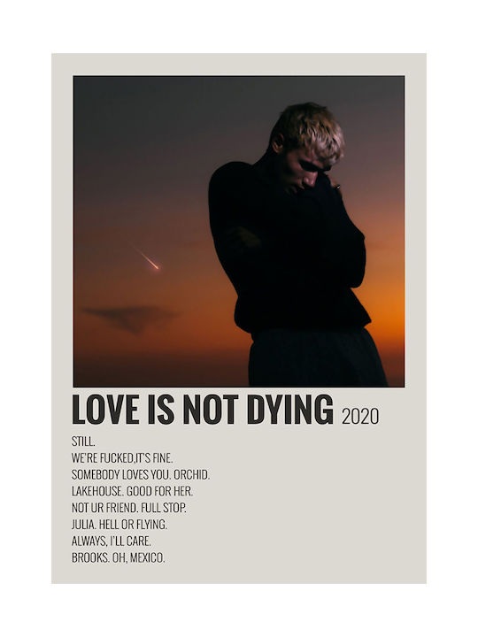 Music Poster Love Is Not Dying Jeremy Zucker Ms705 21cm X 30cm Brown Wood Frame
