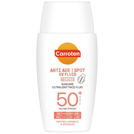 Carroten Face Fluid Glow Αδιάβροχη Αντηλιακή Λοσιόν Προσώπου SPF50+ με Χρώμα 40ml