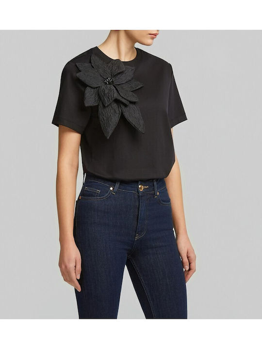Lynne Women's Cotton Floral Black Blouse