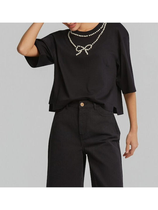 Women's Crop Top Cotton Black