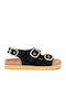Flache Damen Sandalen Flatforms Schwarz