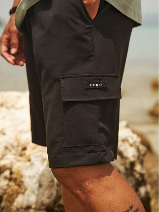 Henry Clothing Herren Shorts Cargo Schwarz