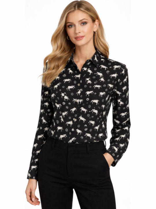 Long Sleeve Women's Shirt Black SL-ASD91377-26SH-Black