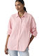 Harlie Long Sleeve Women's Linen Shirt Pink